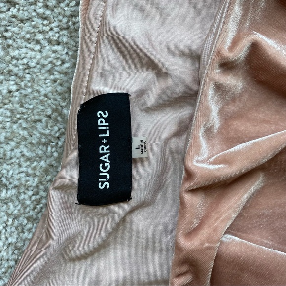 SugarLips pink velvet one shoulder ruffle dress large - Picture 6 of 8